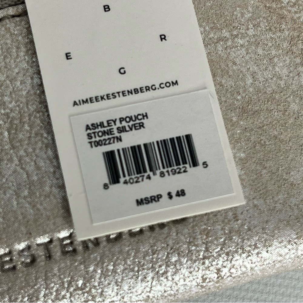 NWT Aimee Kestenberg Leather Stone Silver Ashley Pouch - Picture 9 of 10